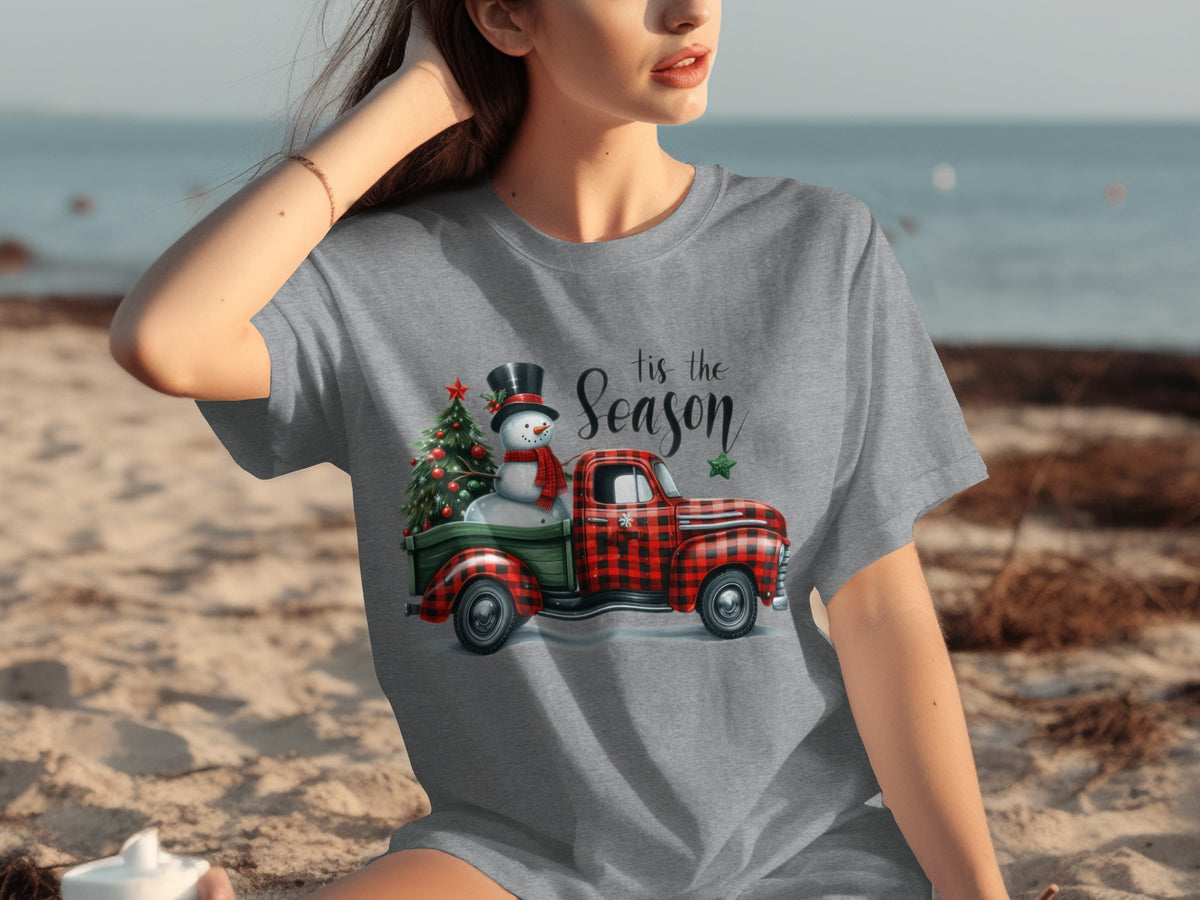 Tis the Season Snowman in Vintage Truck Shirt