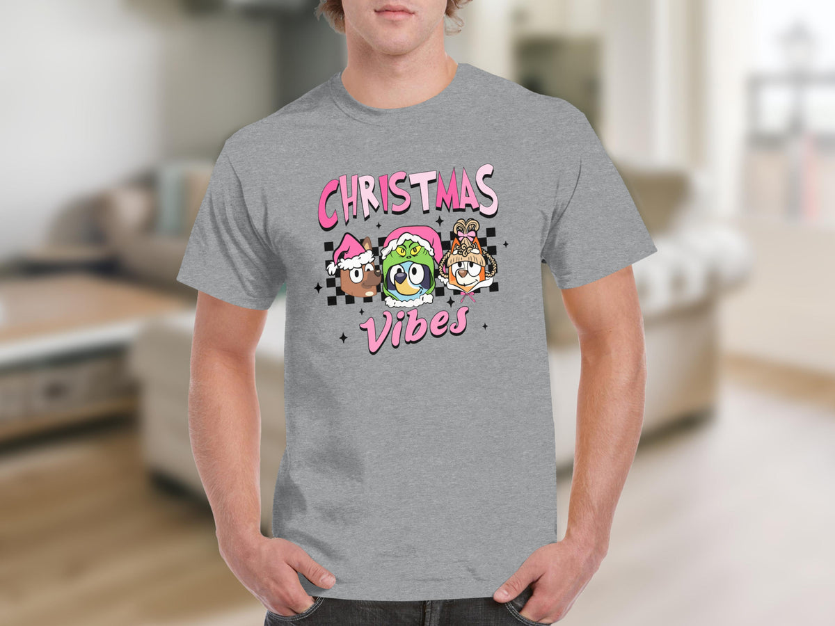 Festive Christmas Vibes Graphic Tee for Holiday Fun