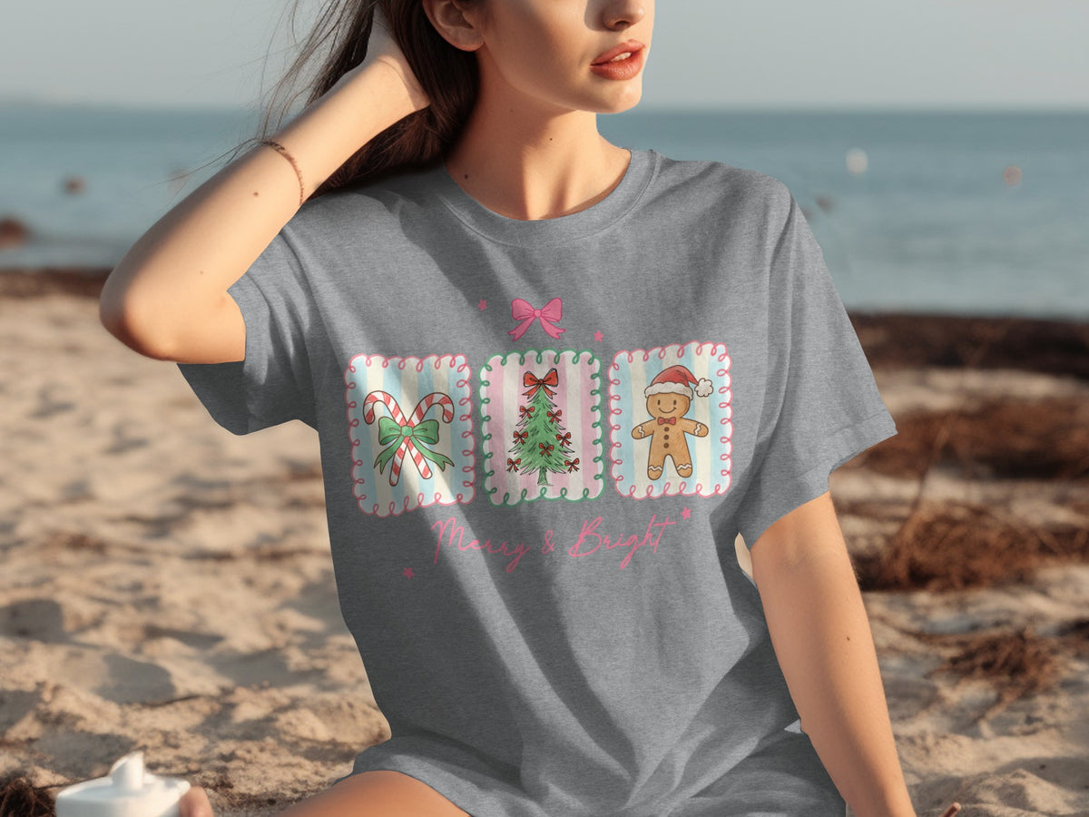 Cute Christmas Graphics Merry & Bright T-shirt