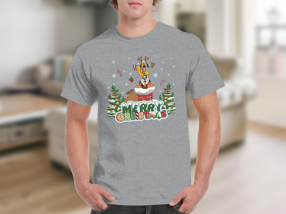 Festive Merry Christmas Reindeer Design T-shirt