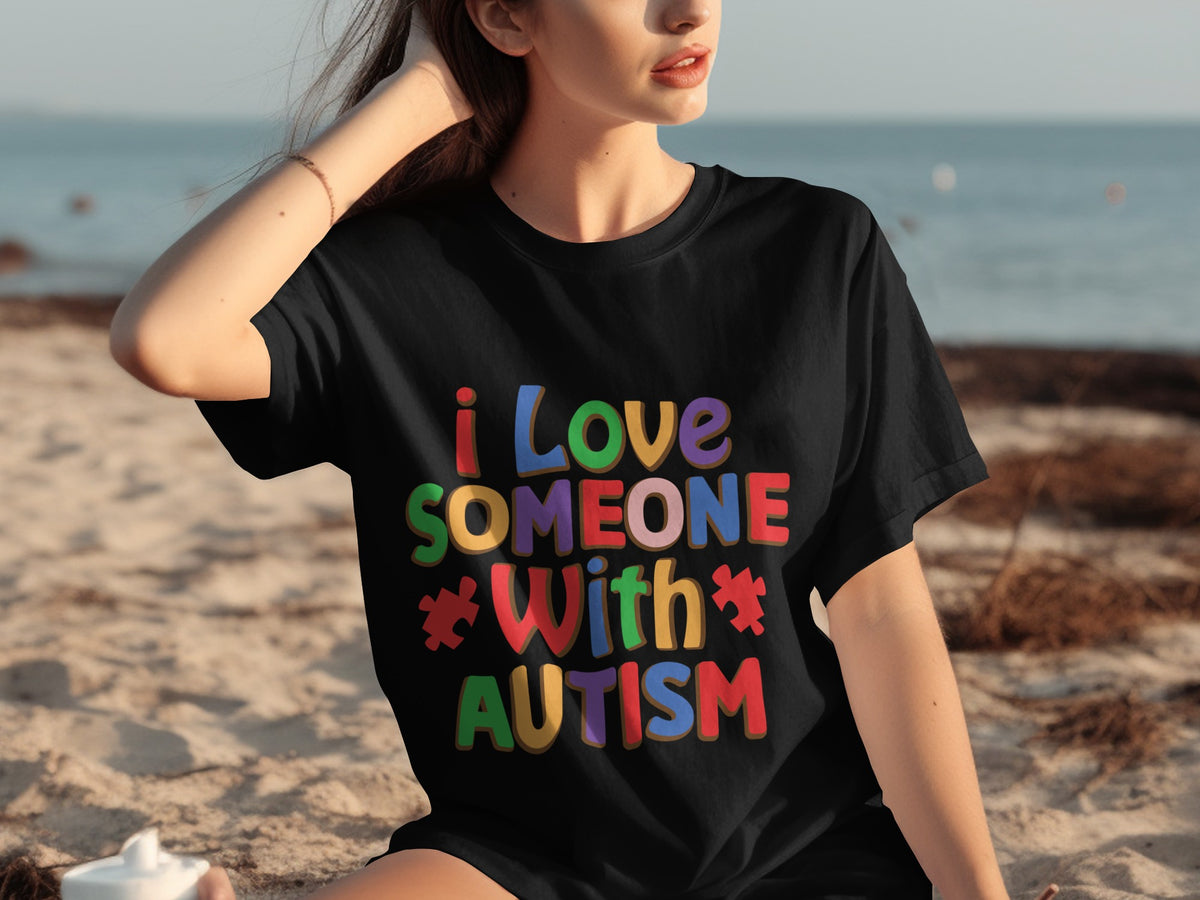I Love Someone With Autism Colorful Letters Shirt