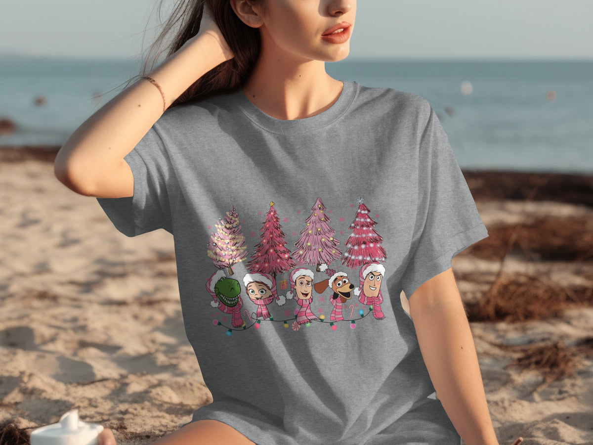 Festive Characters with Christmas Trees T-Shirt