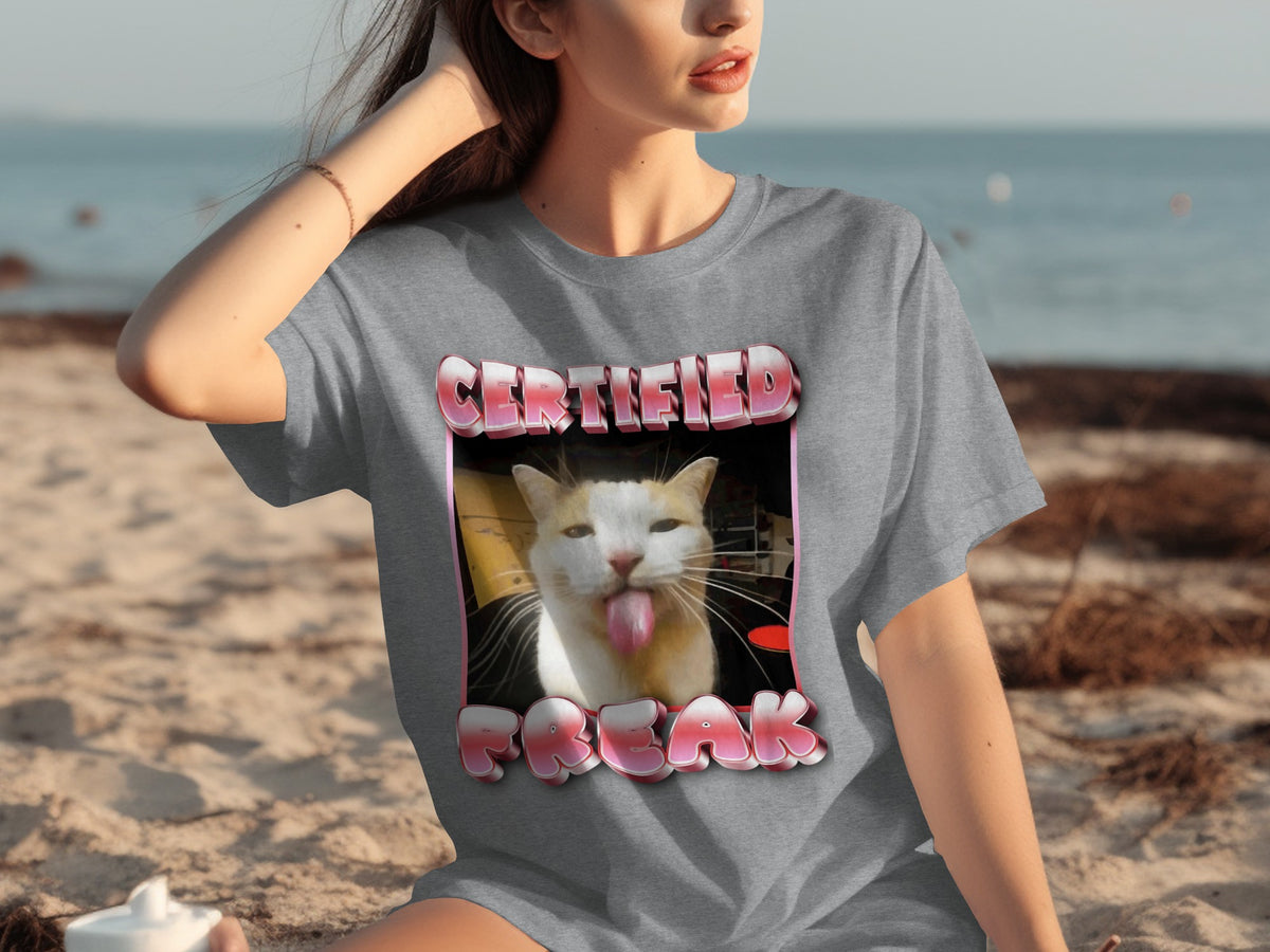 Certified Freak Stylish Cat Graphic T-shirt