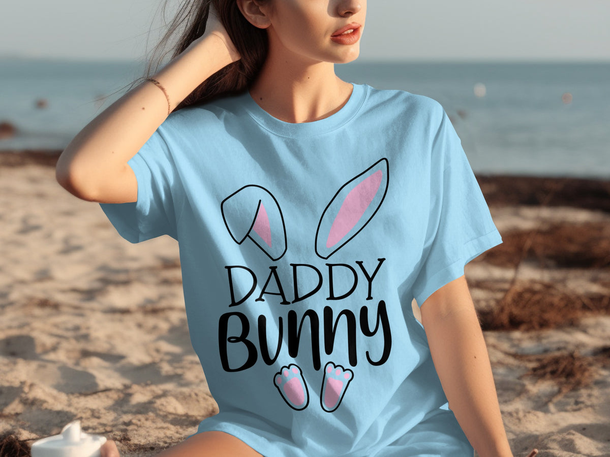 Cute Daddy Bunny Graphic Tee for Beach Fun