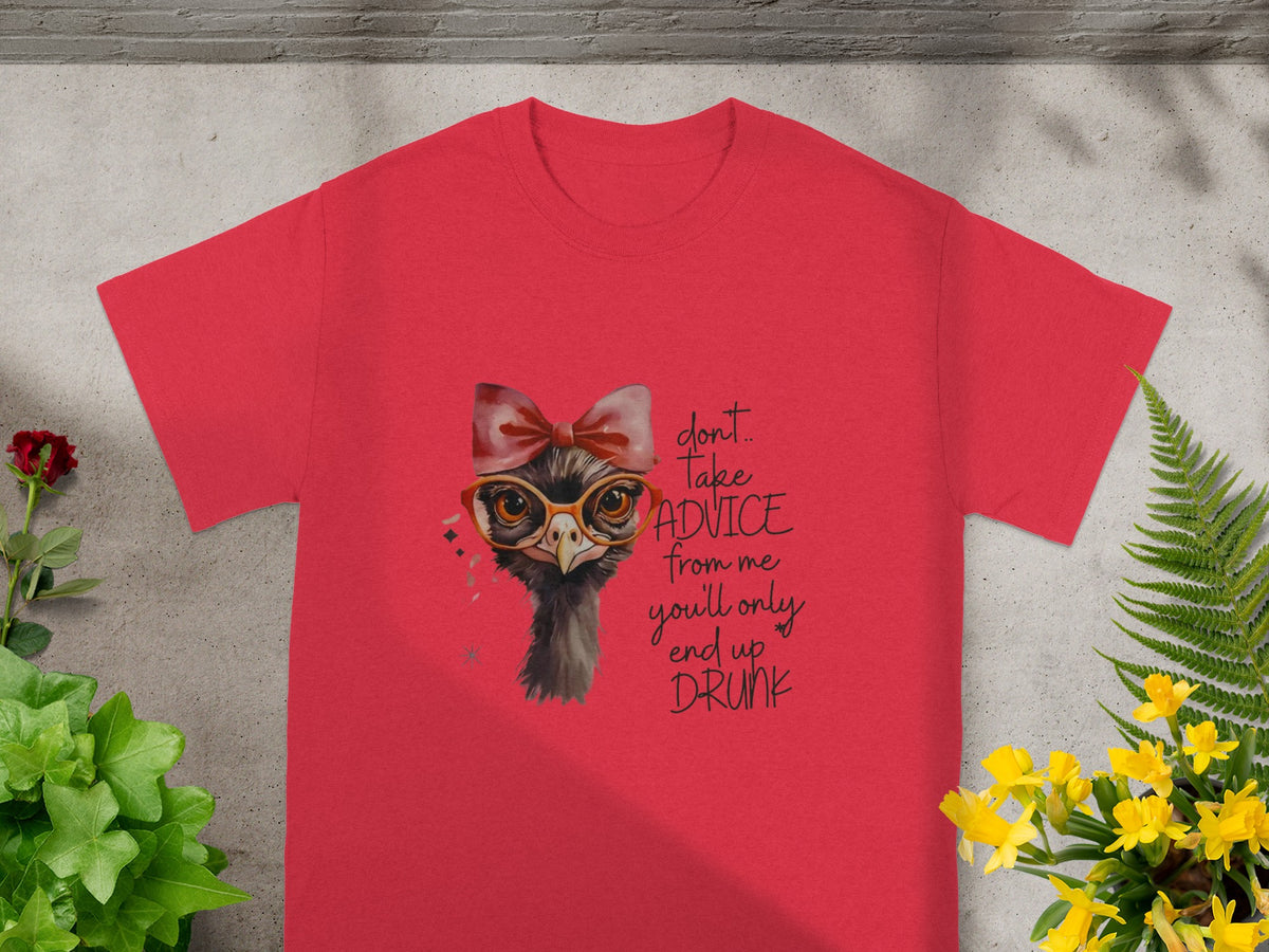 Funny Ostrich Advice Graphic Tee for Humor Lovers