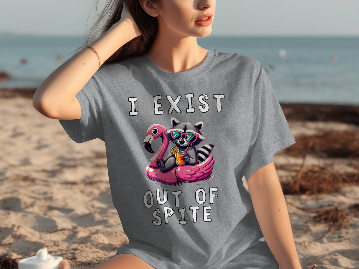 I Exist Out of Spite Flamingo Raccoon T-Shirt