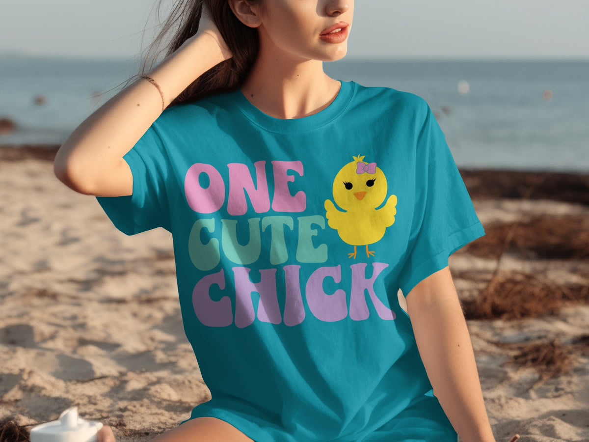 One Cute Chick Graphic Tee with Yellow Chick Design