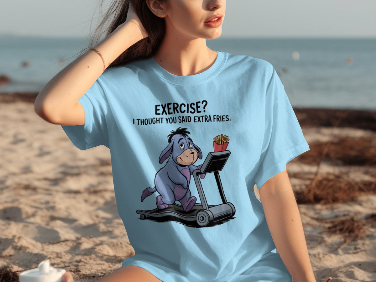 Funny Workout Slogan Eeyore Treadmill Graphic T-Shirt