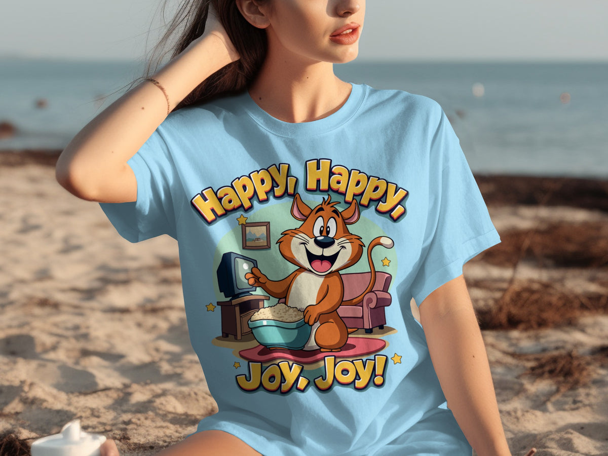 Happy Happy Joy Joy Cartoon Cat T-Shirt