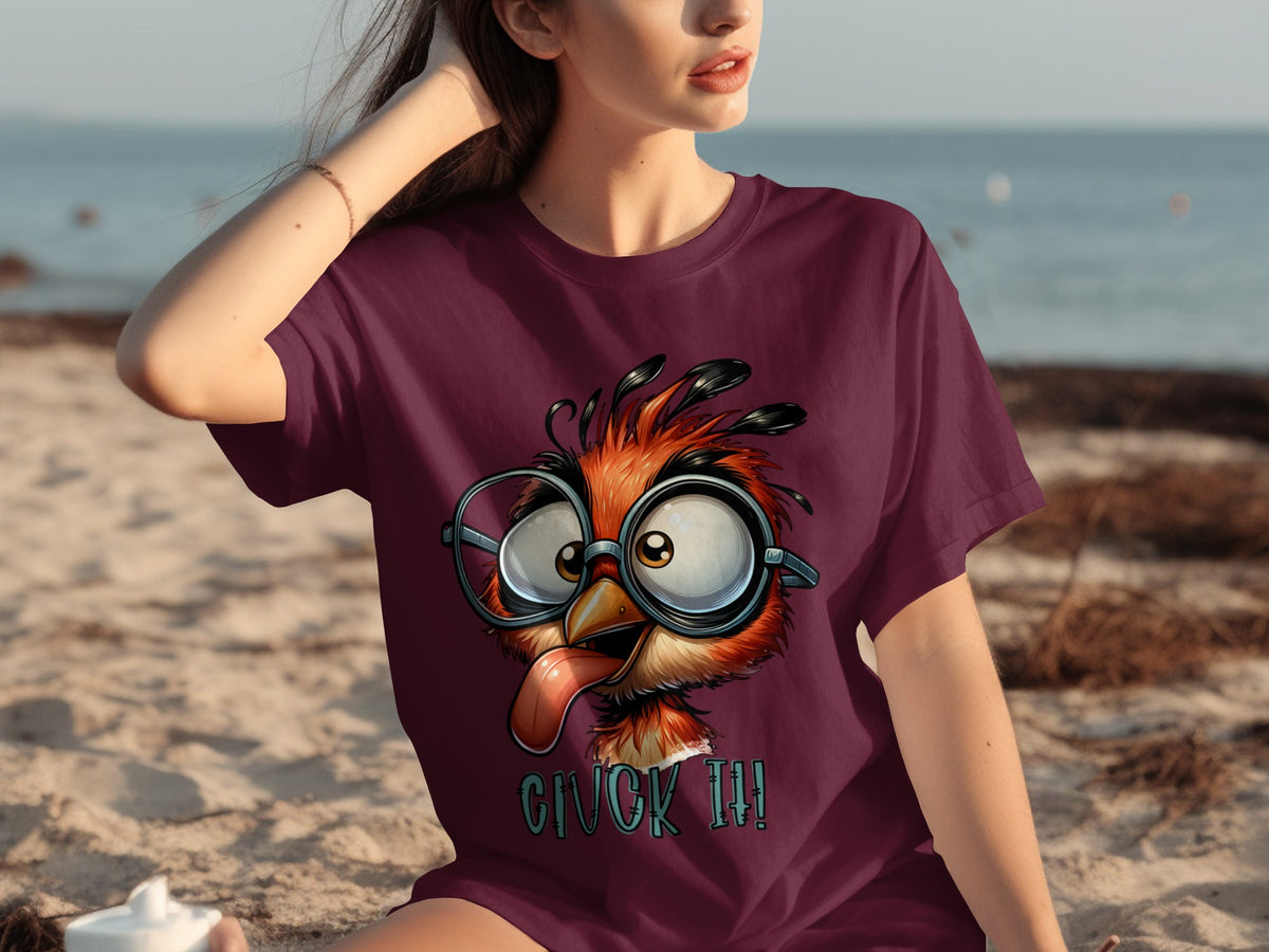 Funny Cartoon Bird with Glasses Graphic T-shirt