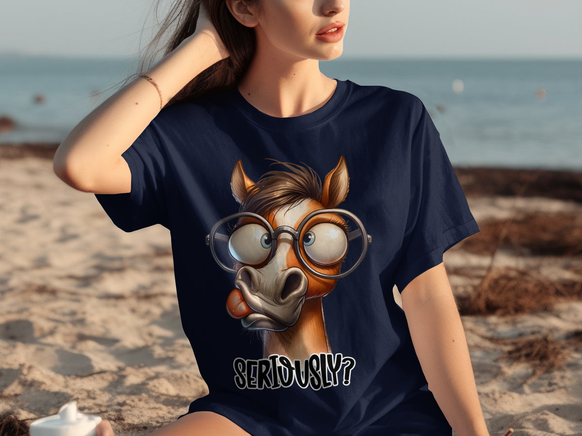 Seriously Horse Graphic with Glasses T-Shirt