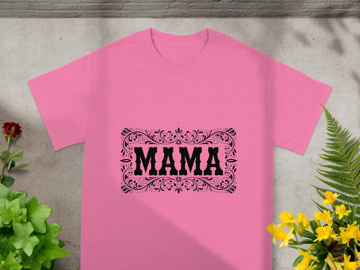 Mama Graphic Design on Pink T-Shirt for Moms