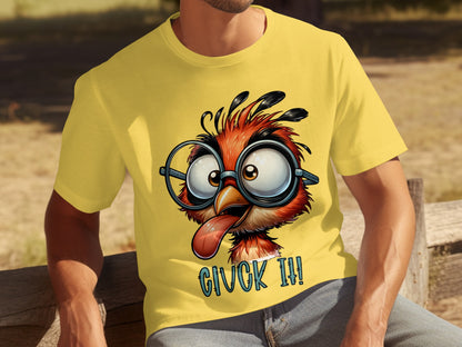 Cartoon Chick with Glasses 'GUCK IT!' T-Shirt