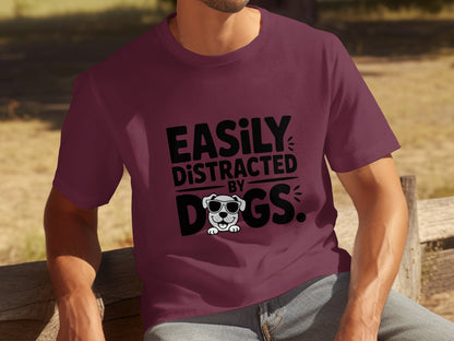 Easily Distracted by Dogs Funny Graphic Tee product