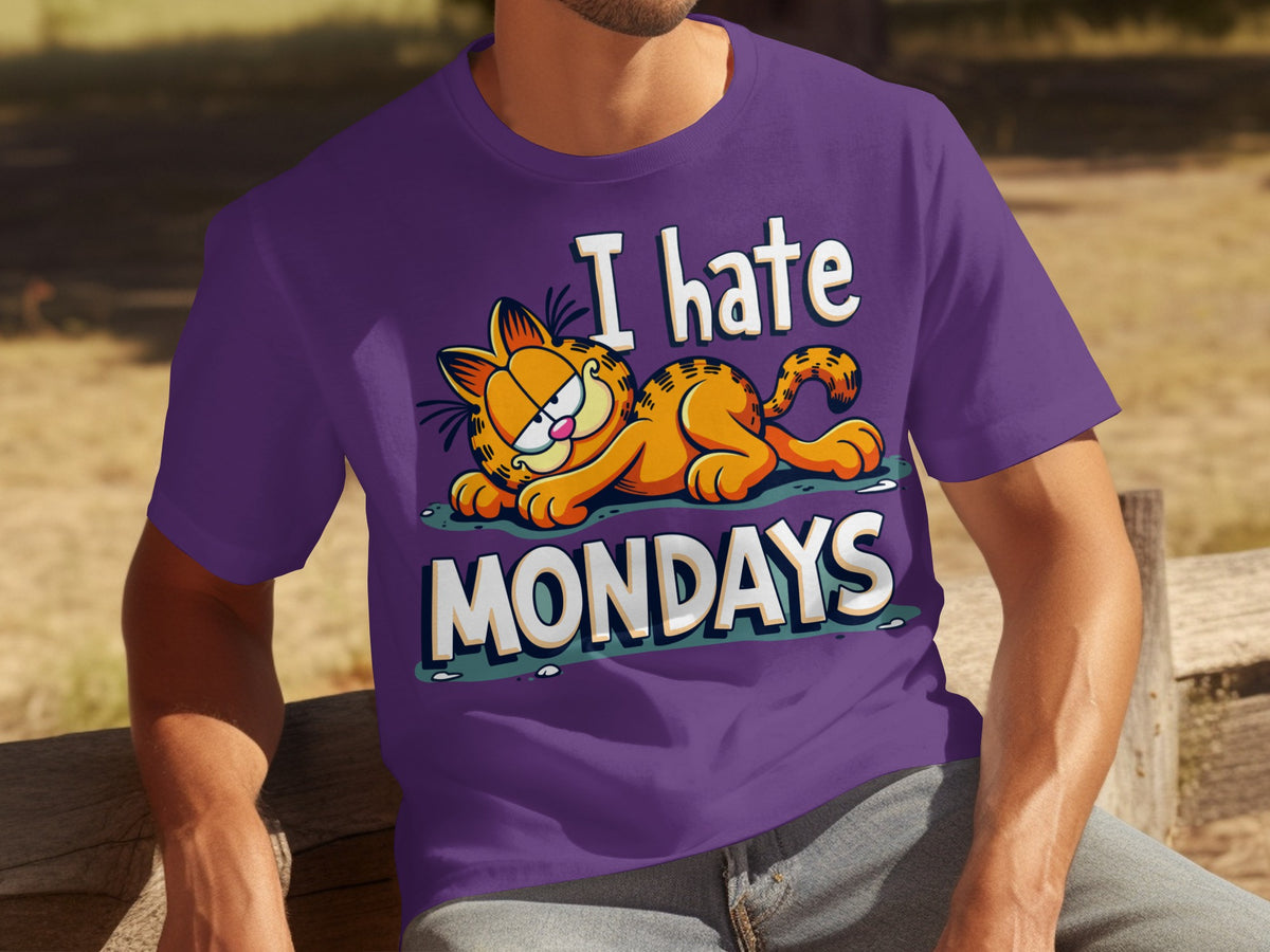 I Hate Mondays Funny Cartoon Cat Graphic T-shirt