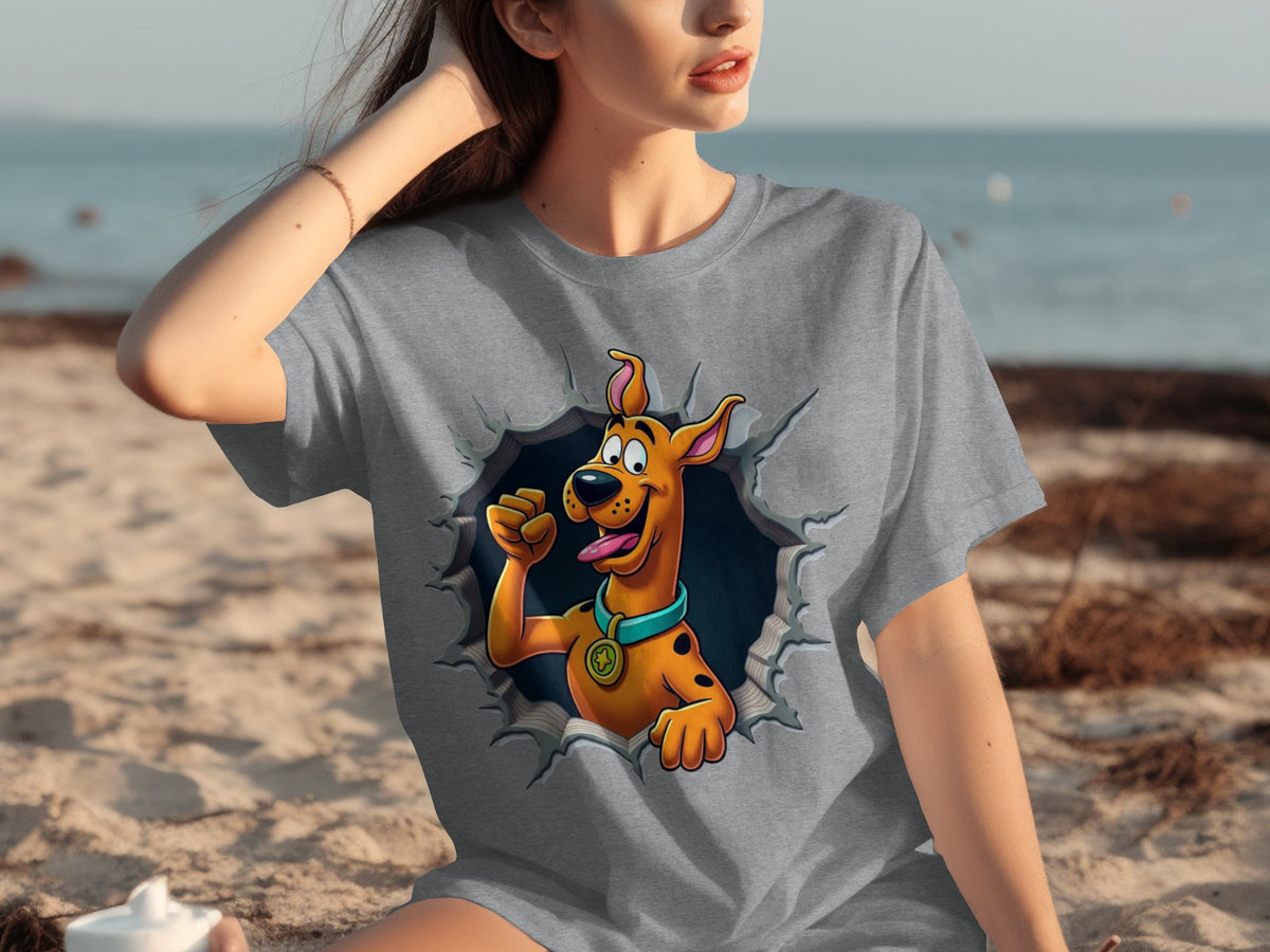 Scooby Doo Character Breaking Through Graphic Shirt