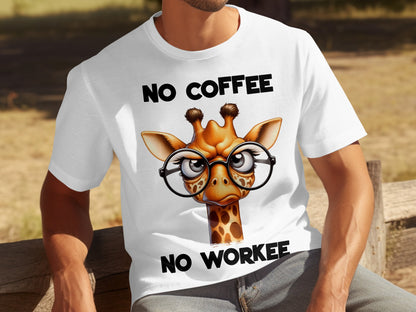 No Coffee No Workee Funny Giraffe Glasses T-shirt Product