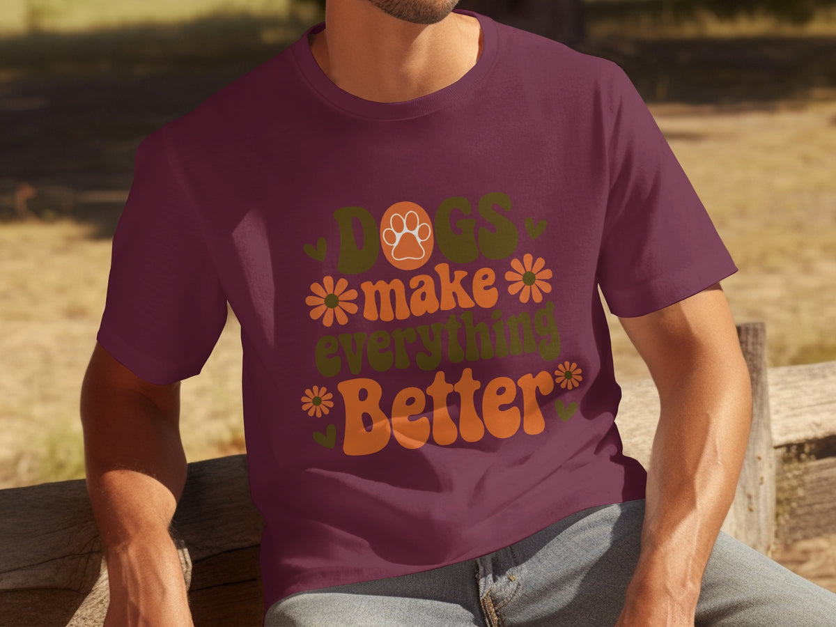 Dogs Make Everything Better Floral Graphic Shirt