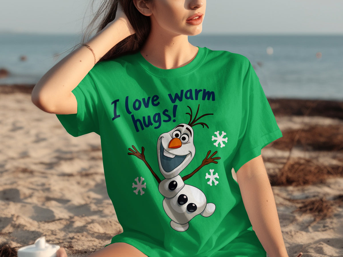 I Love Warm Hugs Olaf Graphic Tee for Summer Wear