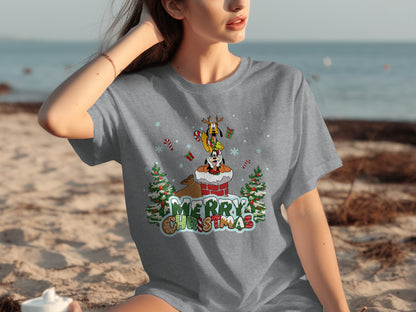 Festive Merry Christmas Graphic Print T-Shirt