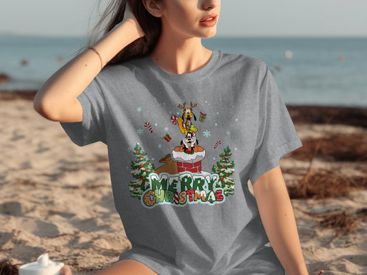 Festive Merry Christmas Graphic Print T-Shirt