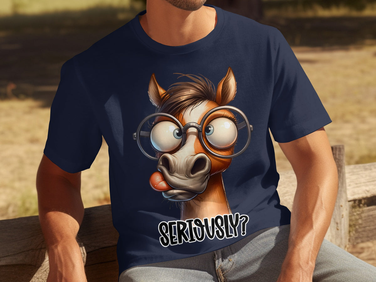 Funny Cartoon Horse With Glasses Seriously? T-Shirt