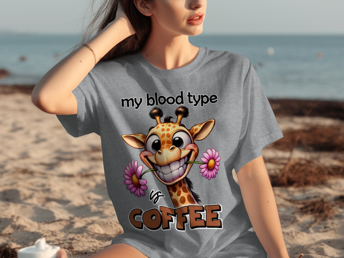 My Blood Type Is Coffee Giraffe Graphic T-Shirt