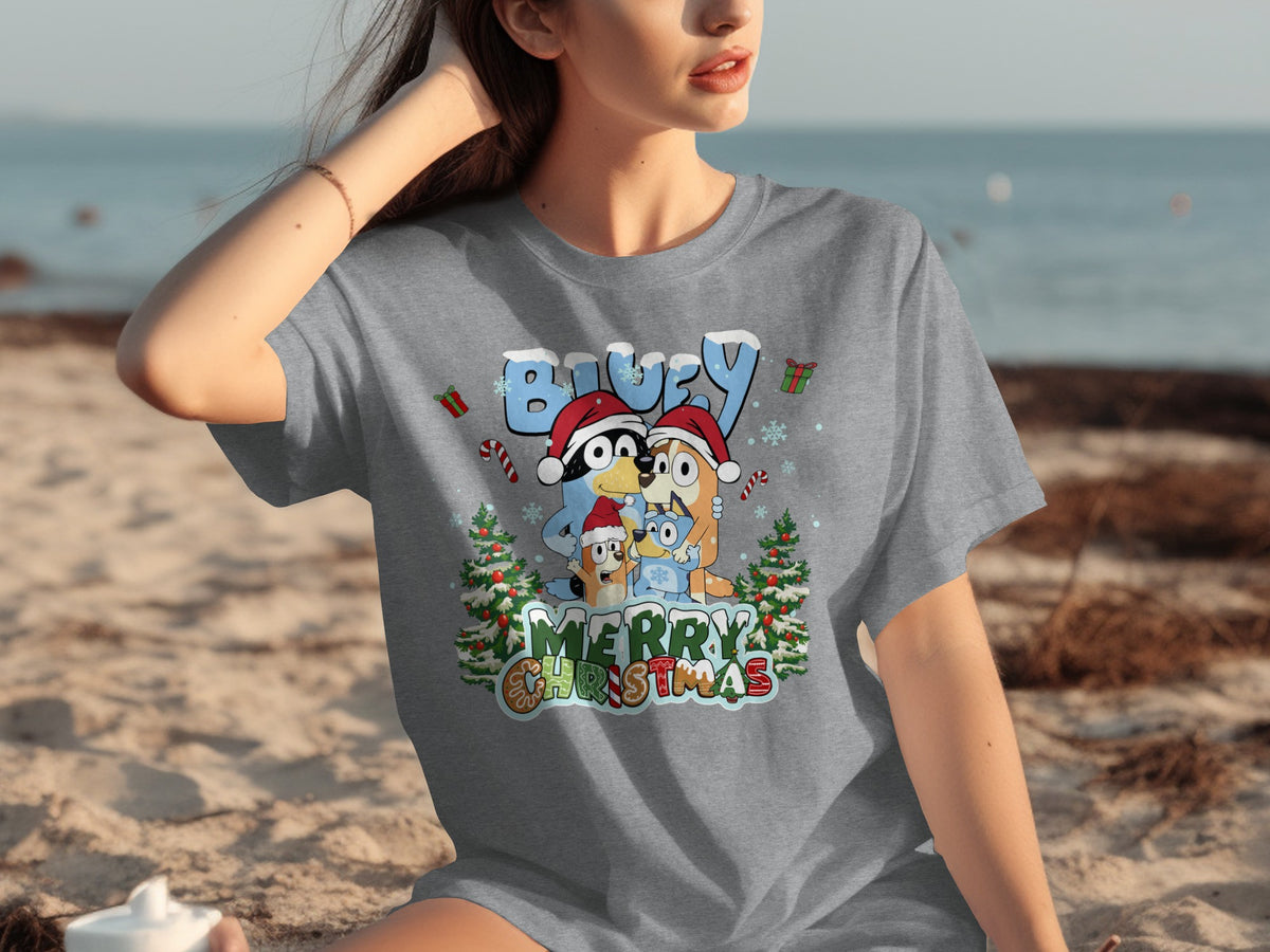 Bluey Merry Christmas Festive Graphic T-Shirt