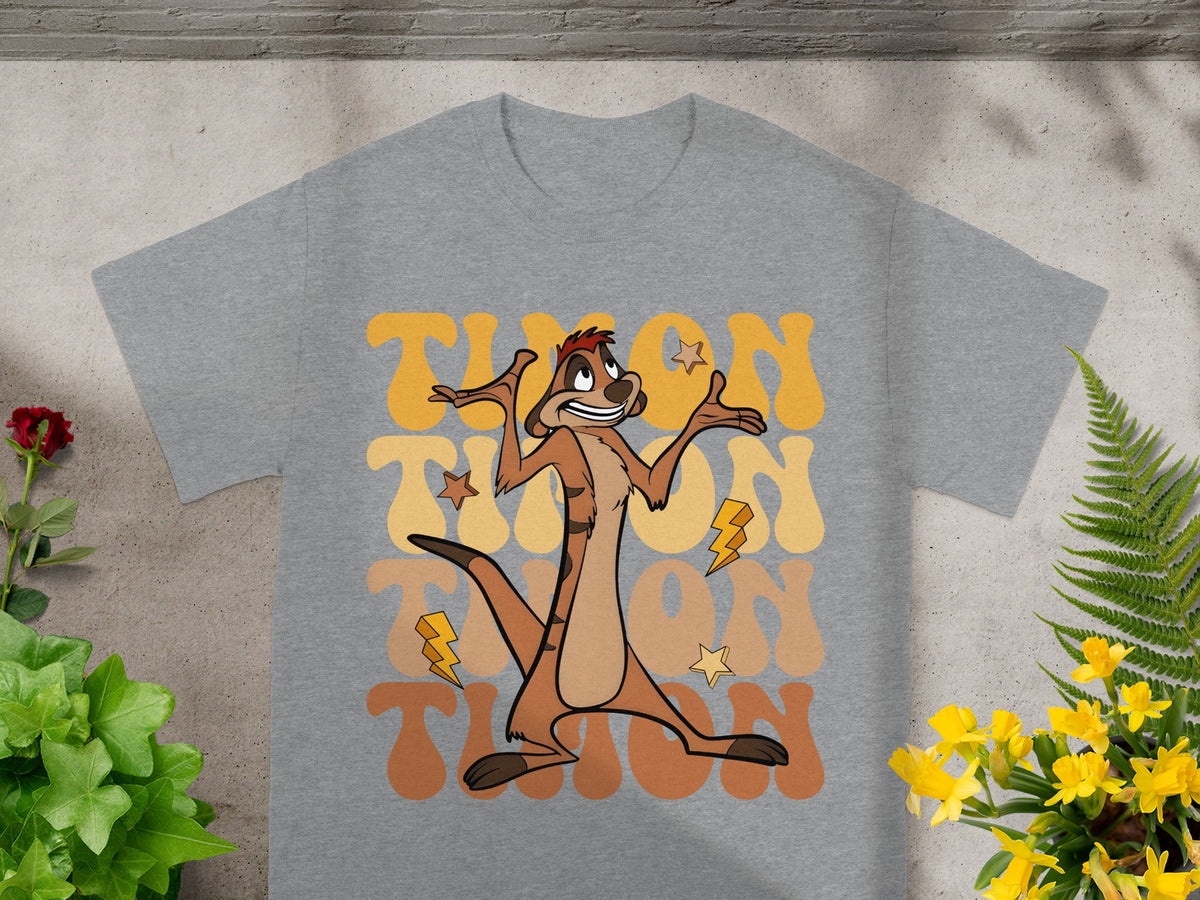 Grey t-shirt with Timon character graphic and "Timon" text.
