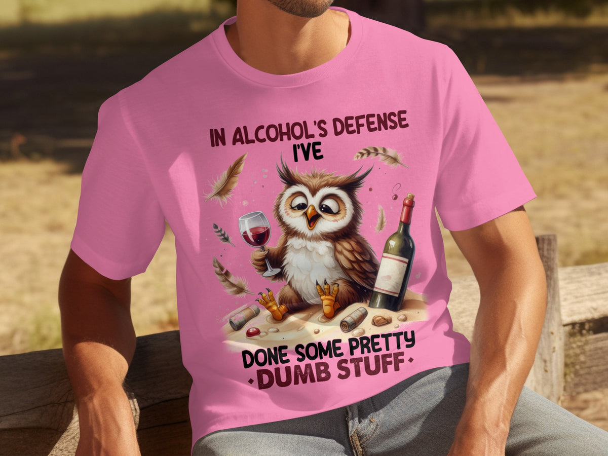 In Alcohol's Defense Funny Owl Drinking T-shirt