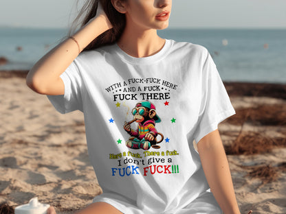 Colorful Monkey Swearing Design Comical Graphic T-shirt