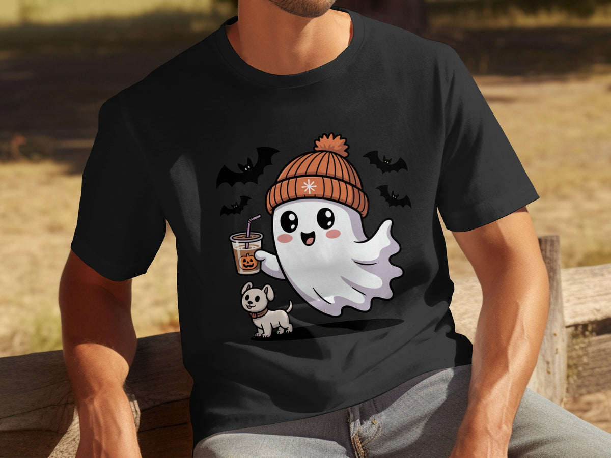 Cute Ghost with Pumpkin Drink Vintage Halloween Shirt