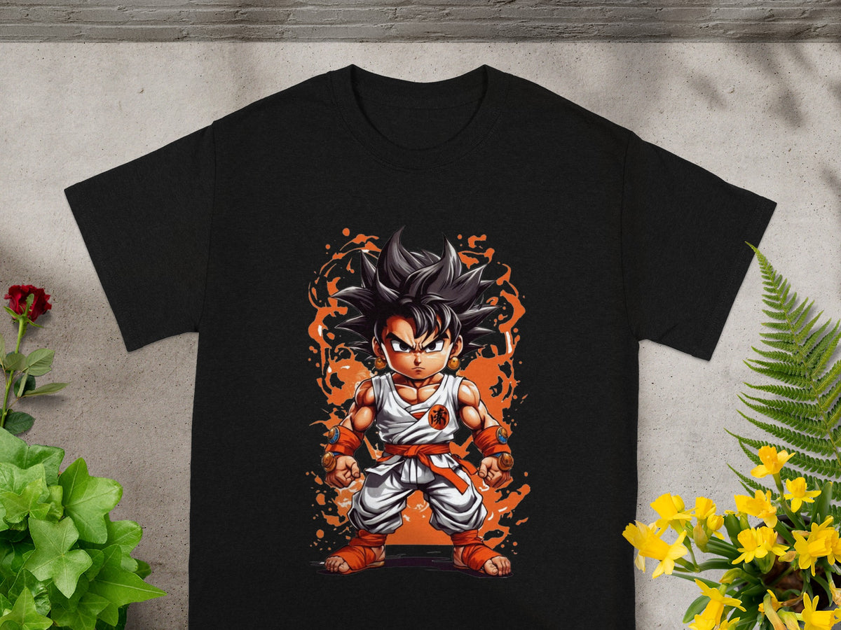 Black t-shirt with Goku from Dragon Ball Z artwork.