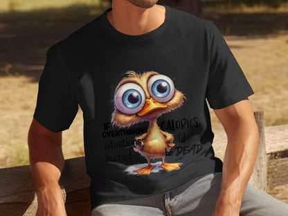 Overthinking Situations Humor T-shirt with Cute Bird Print