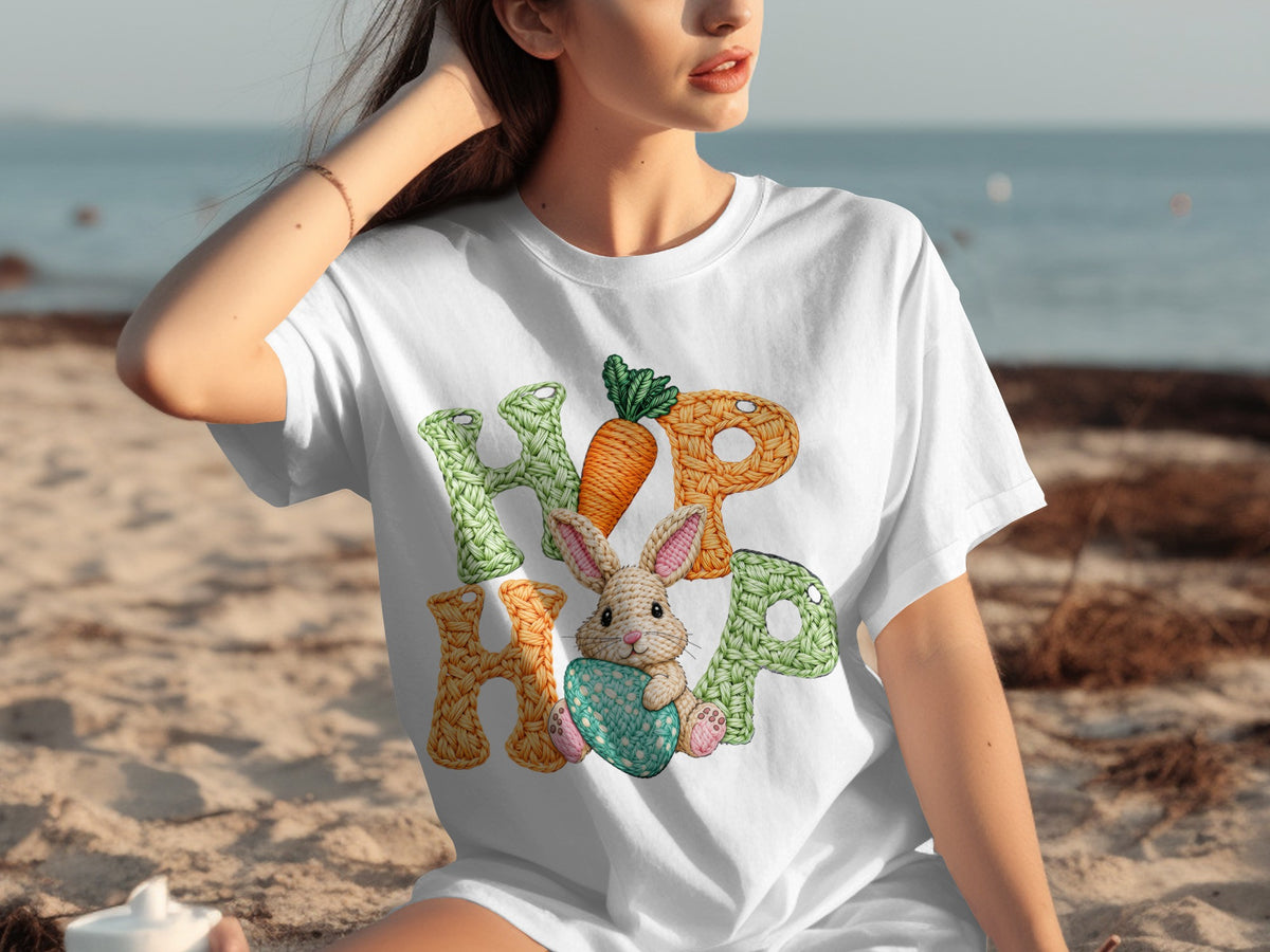 Cute Easter Bunny Hop Carrot Letters Design Shirt