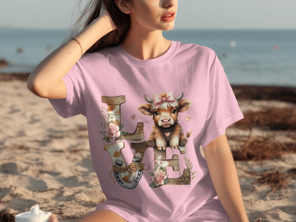 Cute Baby Cow LOVE Design Printed T-shirt