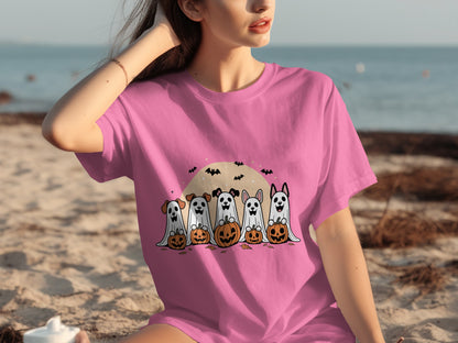 Adorable Halloween Ghost Dogs Graphic T-Shirt
