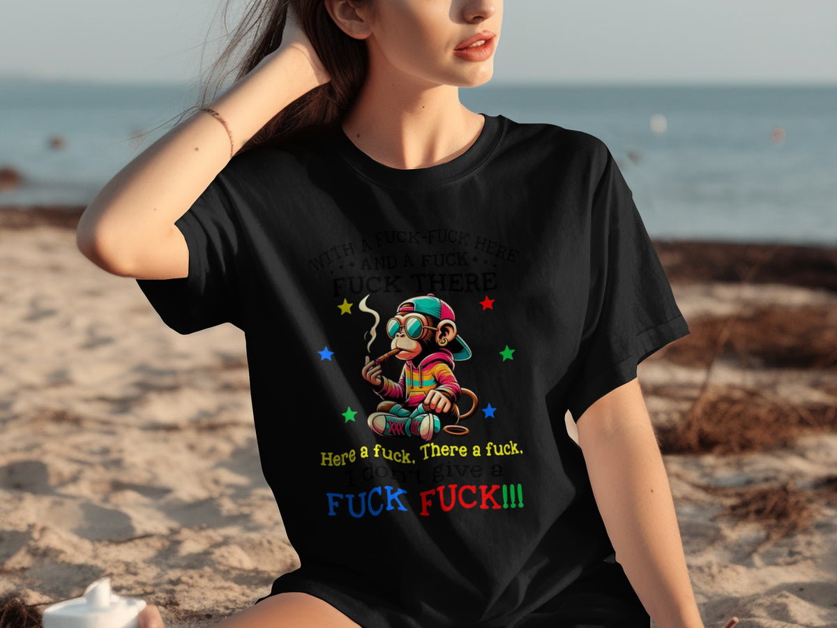 Vibrant Colorful Smoking Monkey Graphic Printed Shirt