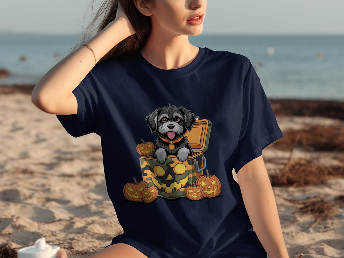 Halloween Puppy Design with Multiple Pumpkins T-shirt