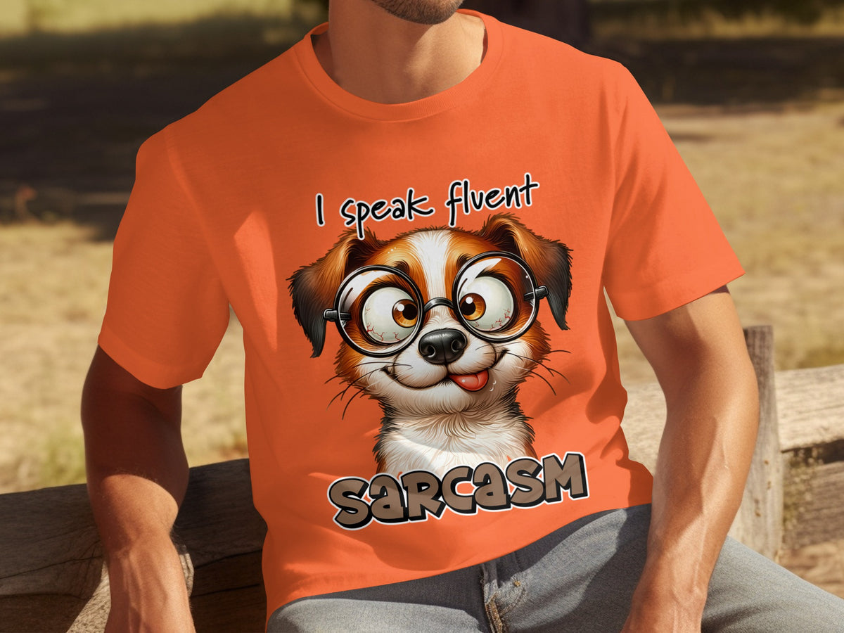 I Speak Fluent Sarcasm Funny Cute Dog Graphic T-Shirt