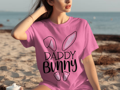 Daddy Bunny Graphic Summer Shirt for Beach Outfits