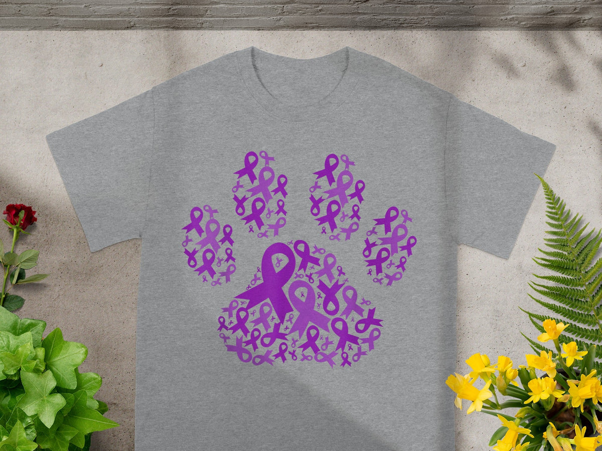 Purple Ribbon Paw Design Awareness T-Shirt