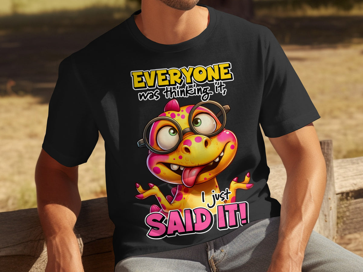 Funny Cartoon Lizard Everyone Was Thinking Statement Shirt