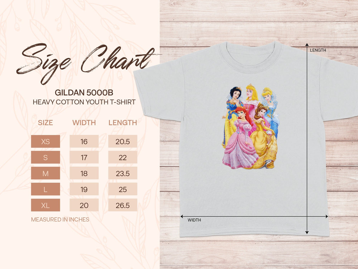 Gildan 5000B Youth T-Shirt Princess Size Chart product type