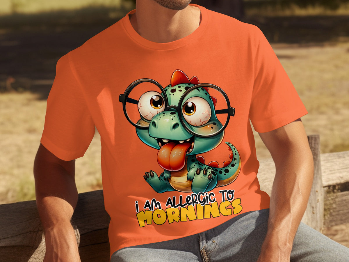 I Am Allergic To Mornings Dinosaur Graphic Shirt