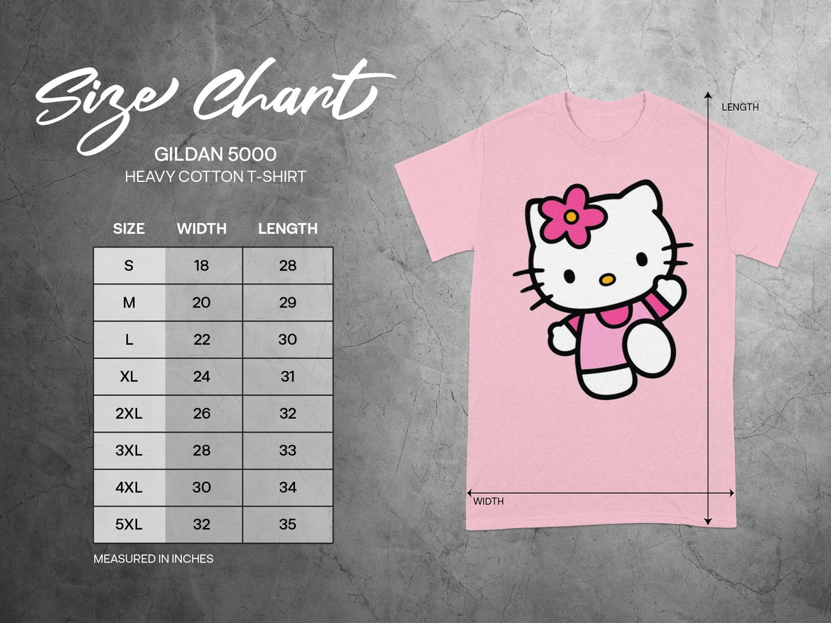 GILDAN 5000 Pink Size Chart Measured In Inches T-shirt product type