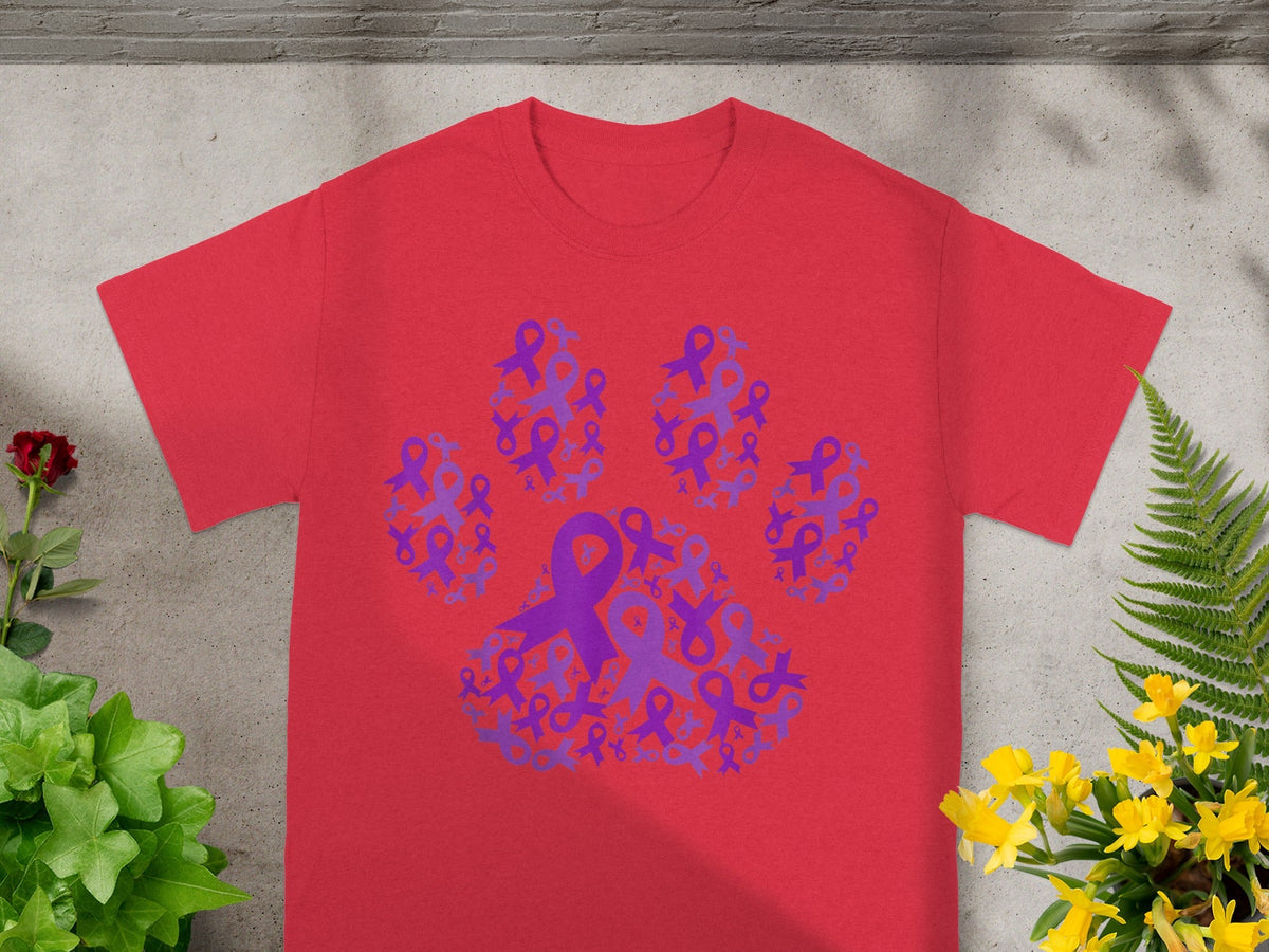 Paw Shape with Awareness Ribbons Design T-Shirt