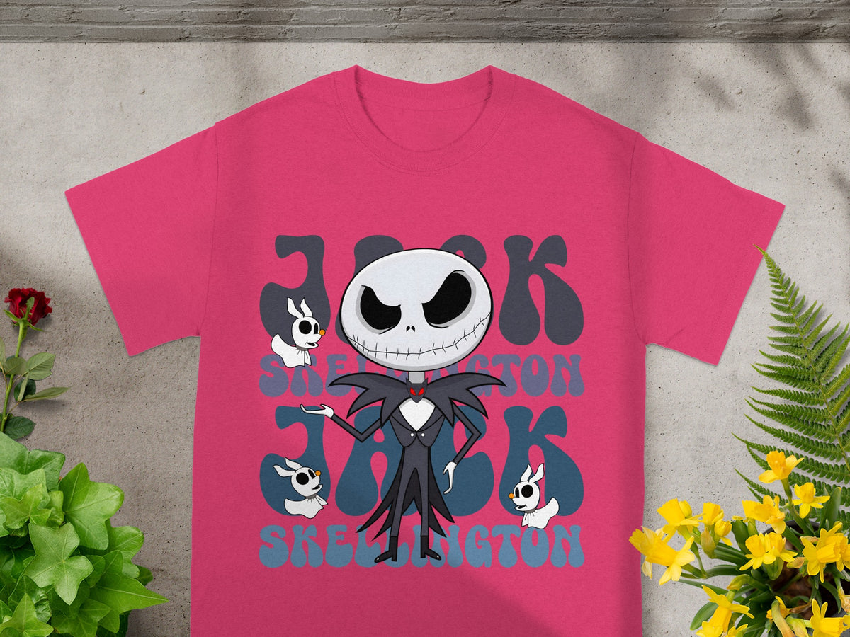 Pink t-shirt with Jack Skellington graphic and "Jack Skellington" text.