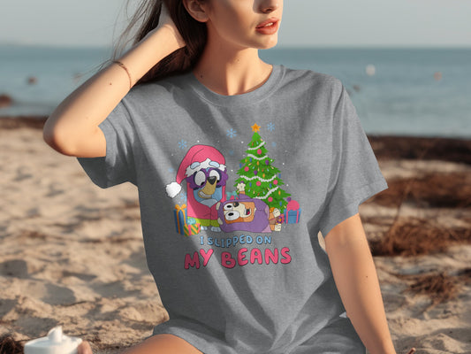 I Slipped on My Beans Christmas Tree T-shirt