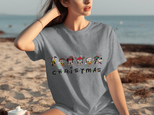 Festive Cartoon Characters Merry Christmas Shirt